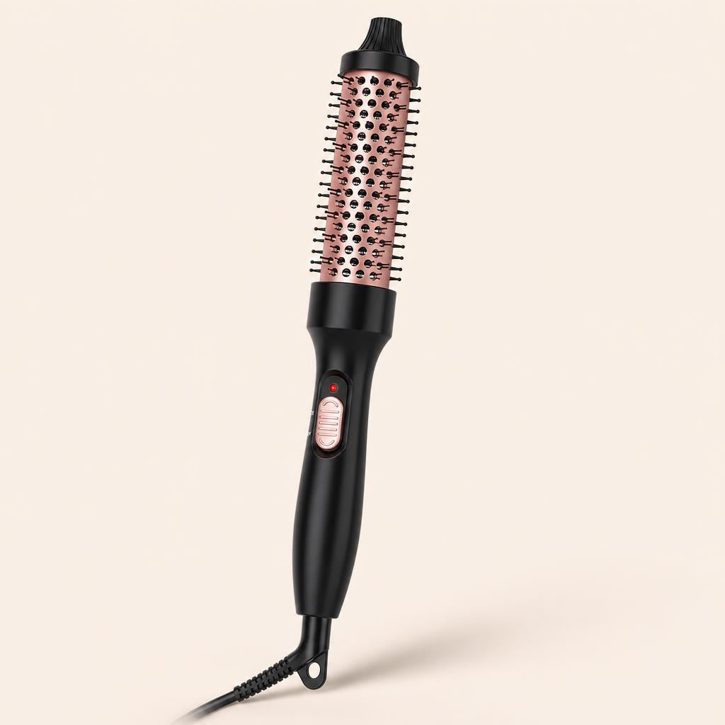 Cepillo rizador térmico negro y rosa dorado